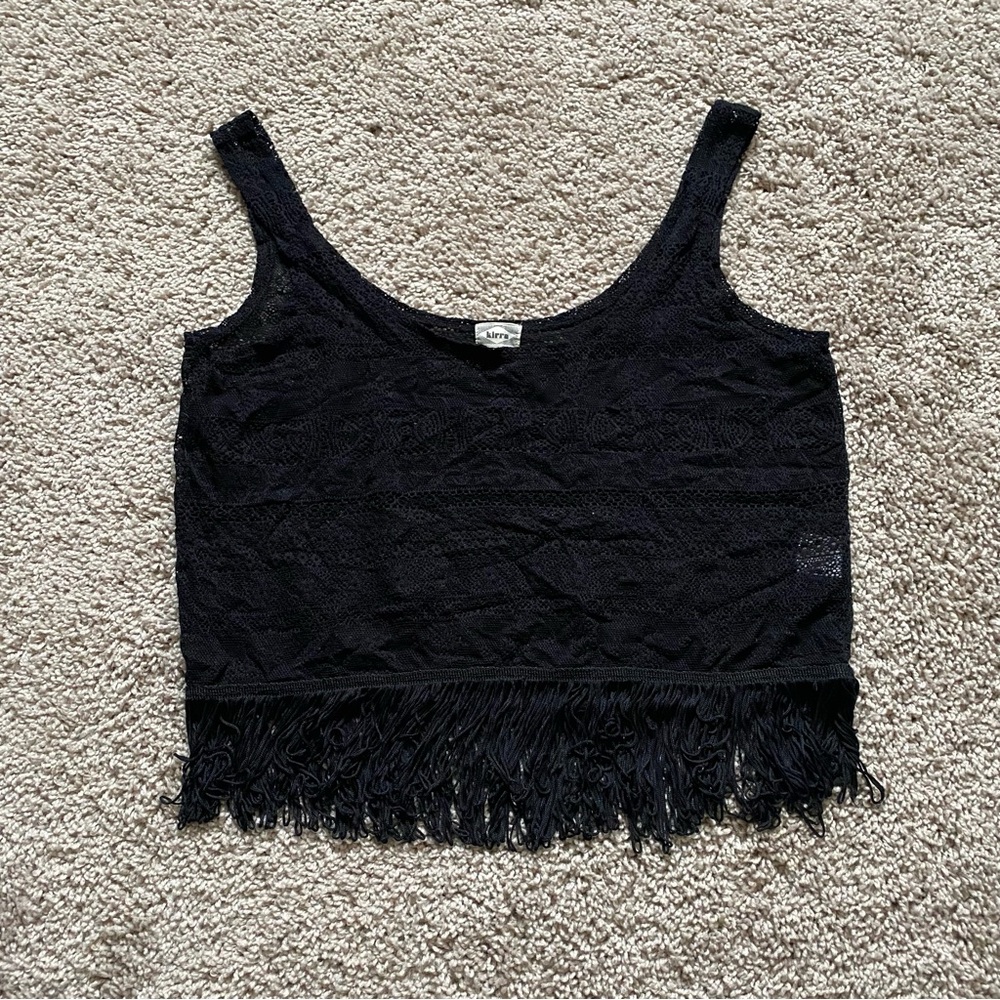 Black Lace Fringe Top size XS